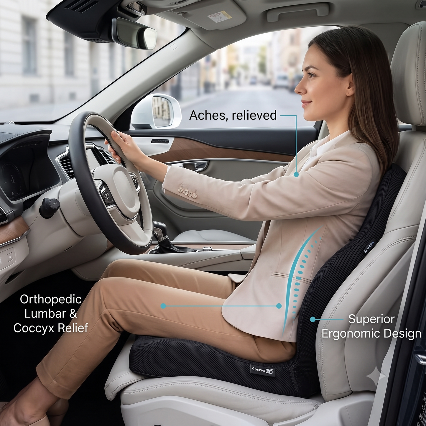 Ergonomic Car Seat Cushion | Orthopedic Lower Back Support ARBIA