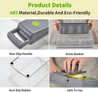 14 in 1 Multifunctional Vegetable Chopper, Mandoline Dicer, Slicer, With Container Box Review by Fatima Al Mansoori