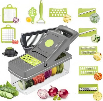 14 in 1 Multifunctional Vegetable Chopper, Mandoline Dicer, Slicer, With Container Box Review by Abdullah Al Ameri