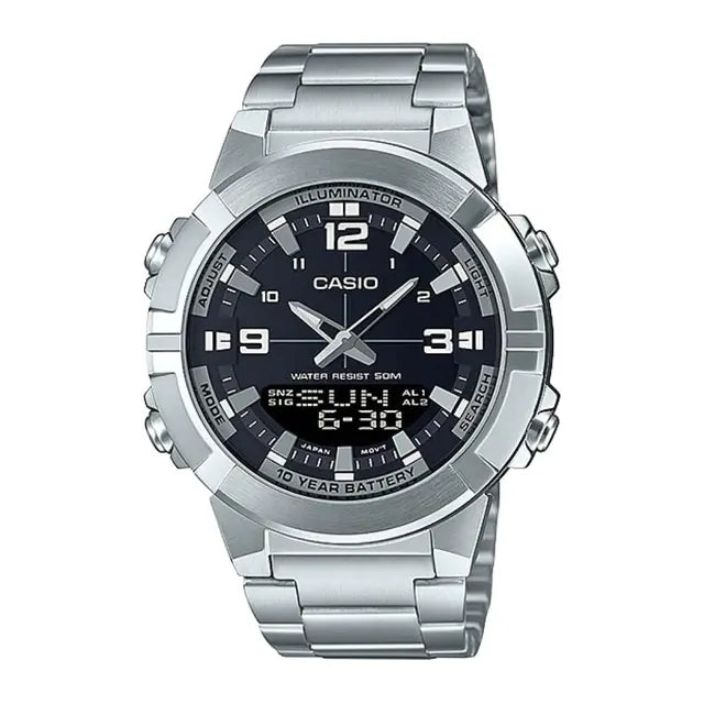 CASIO ANALOGUE DIGITAL MENS STAINLESS STEEL MULTICOLOR RECEIVE ARBIA