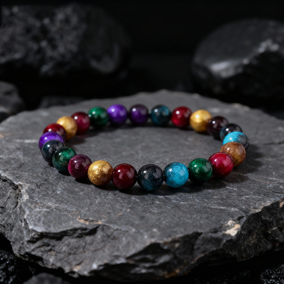New Trendy Beaded Colorful Faux Tigers Eye Bracelet For Women zbl.