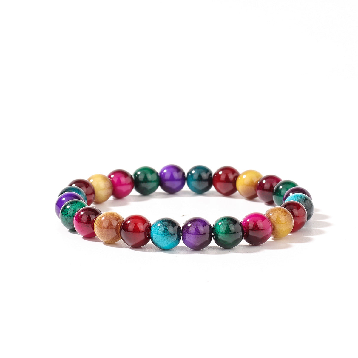 New Trendy Beaded Colorful Faux Tigers Eye Bracelet For Women zbl.