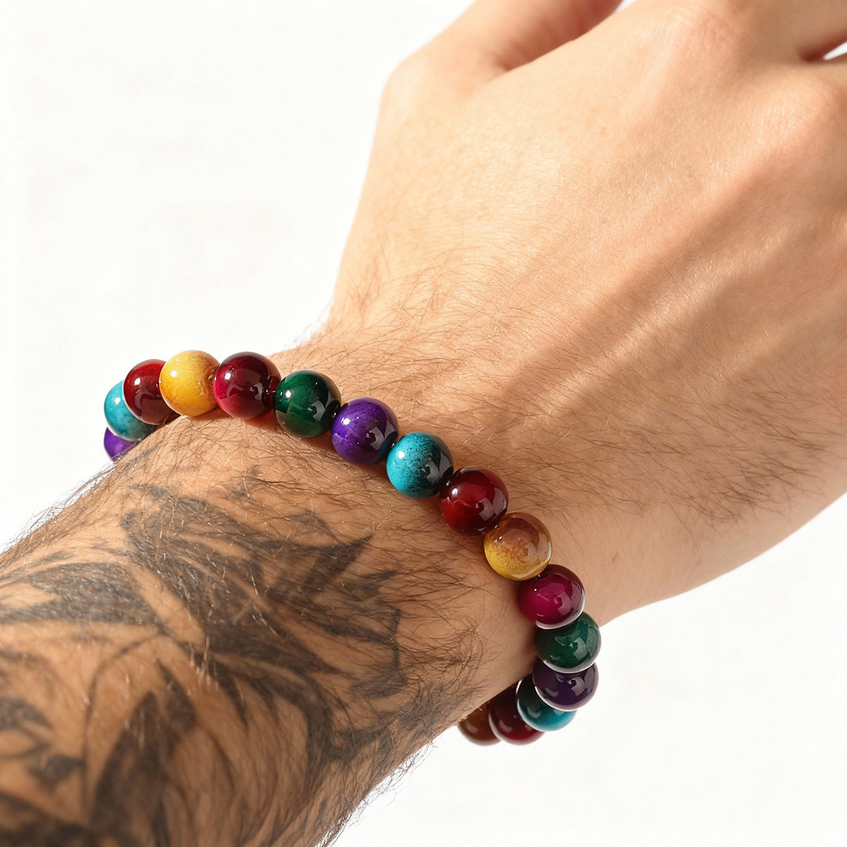 New Trendy Beaded Colorful Faux Tigers Eye Bracelet For Women zbl.