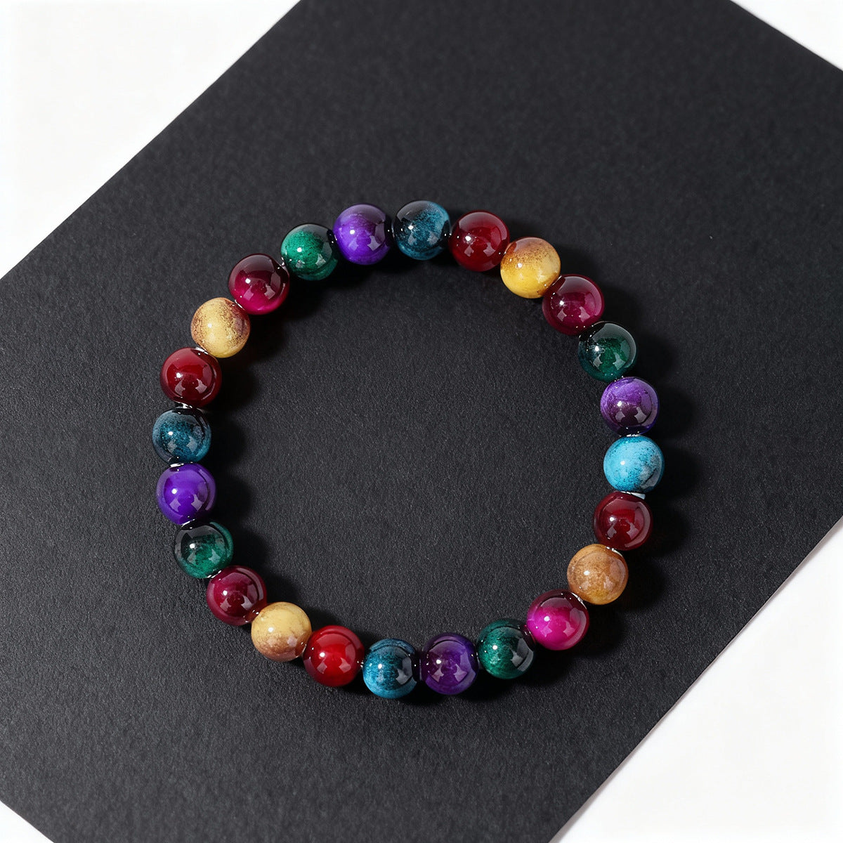 New Trendy Beaded Colorful Faux Tigers Eye Bracelet For Women zbl.