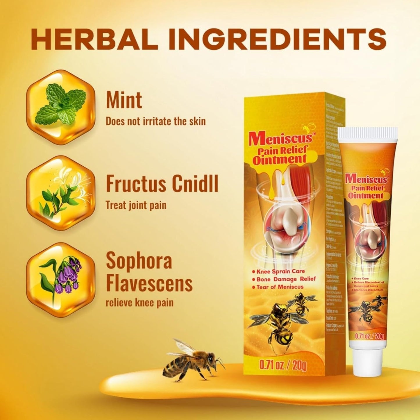 Bee Venom Joint Pain Relief Gel tube and packaging layout