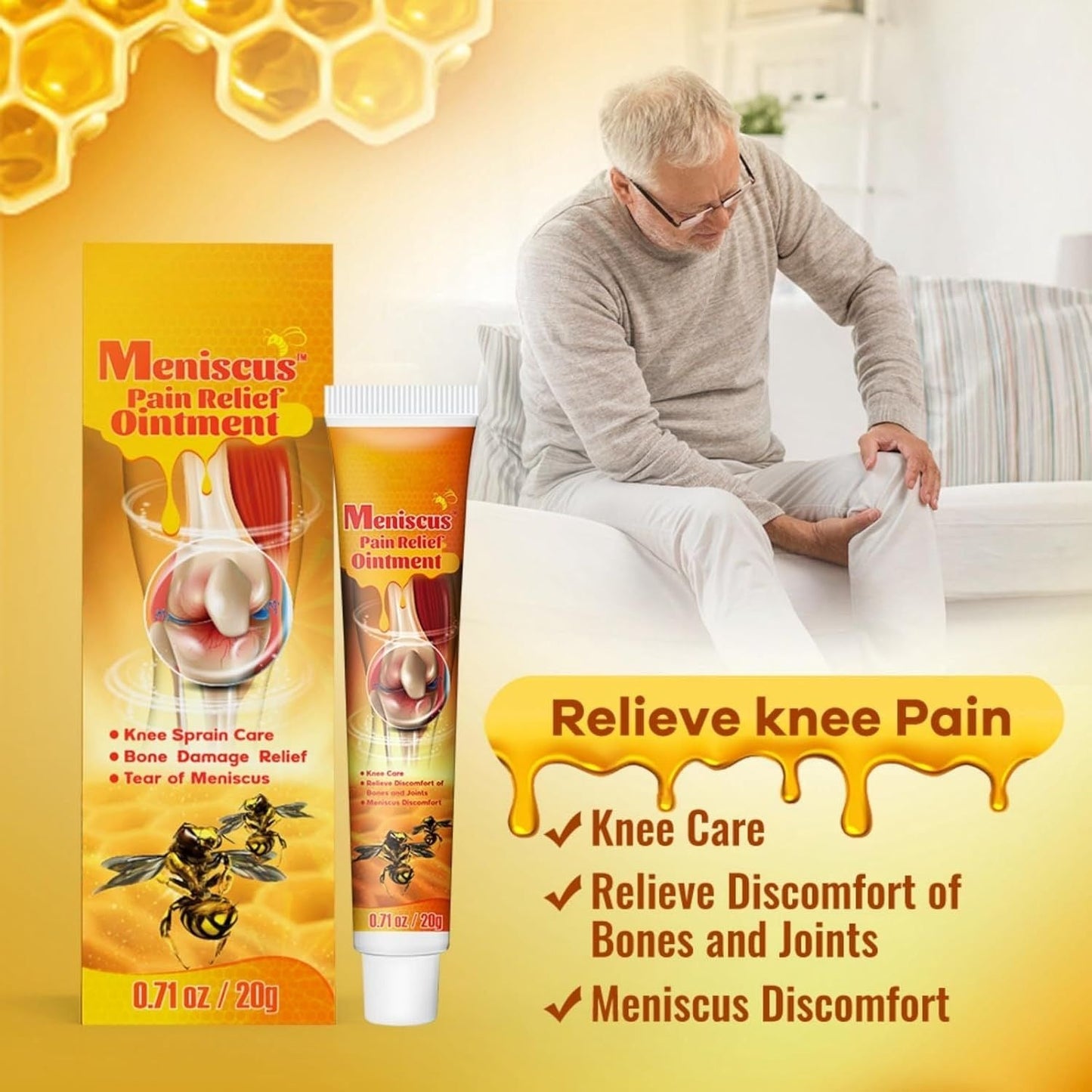 Bee Venom Joint Pain Relief Gel tube and packaging layout