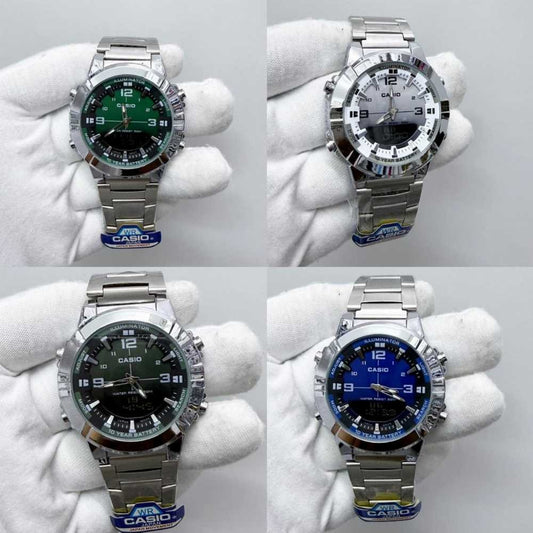 CASIO ANALOGUE DIGITAL MENS STAINLESS STEEL MULTICOLOR RECEIVE ARBIA